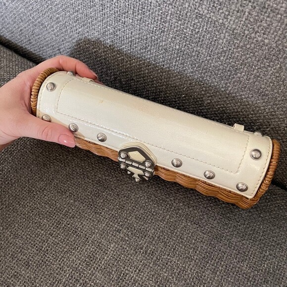 Small Vtg Michael Kors Rattan Wicker Clutch - Picture 9 of 12